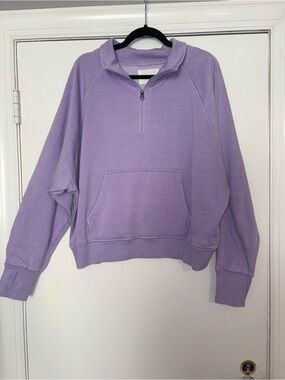 Panache Lavender Half-Zip Cowl Pullover Sweater